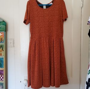 Lularoe Amelia Dress burnt orange swirls